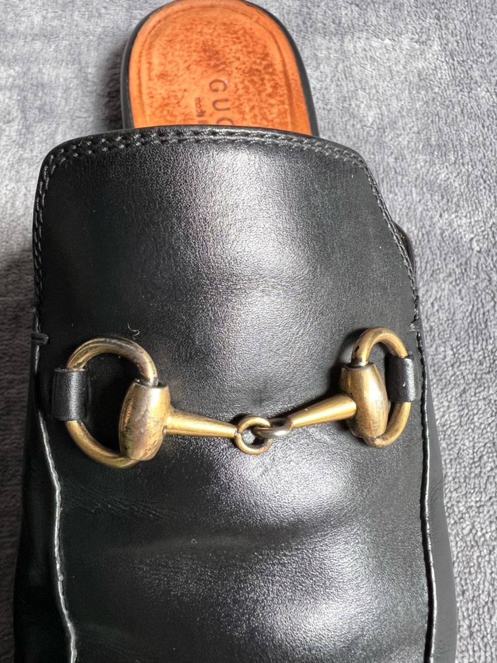 GUCCI Princetown Leather Horsebit Loafer Mules Sz 37 Black Italy Made - Picture 4 of 13